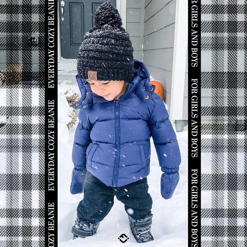 Funky Junque Toddler Pom Beanie – Kids Winter Hat for Ages 1–4, Baby Boy & Girl Knit Beanies, Warm Cozy Knit Snow Hats - Image 5